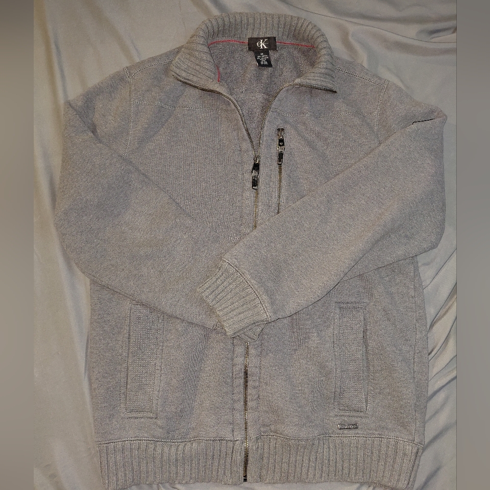 Calvin Klien Gray Full-Zip Sweater